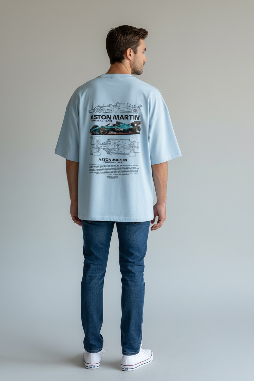 Men's Terry Oversized Tee Aston Martin Print