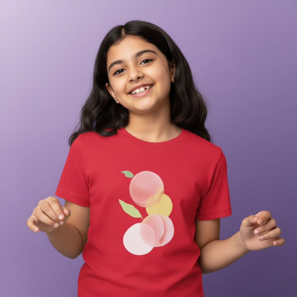 Kids Girl's T-Shirt Peach Print