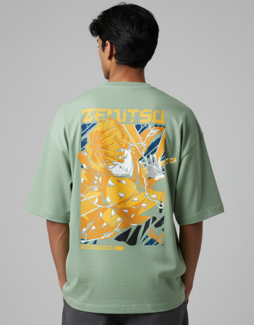 Men's Terry Oversized Tee Zenitsu Print