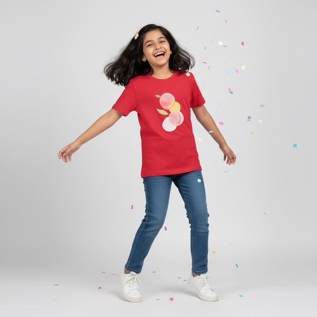 Kids Girl's T-Shirt Peach Print