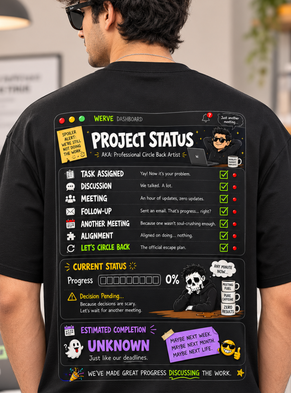 Unisex Oversized T-Shirt Project Status Low Battery Print