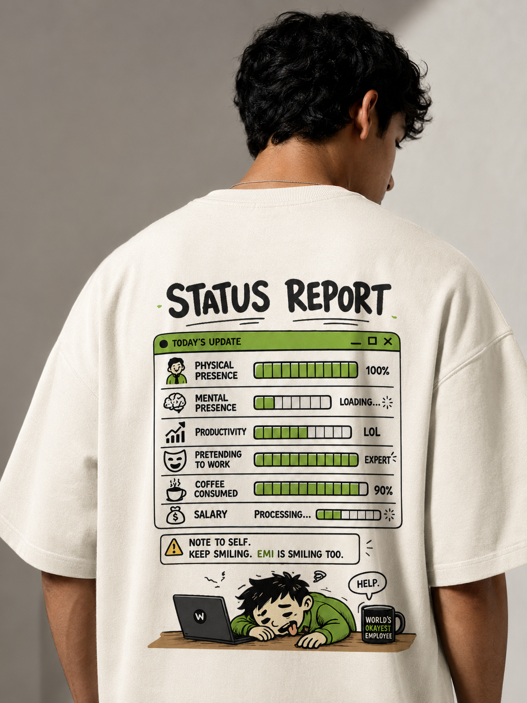 Men's Oversized T-shirt Officially Clocked In Print
