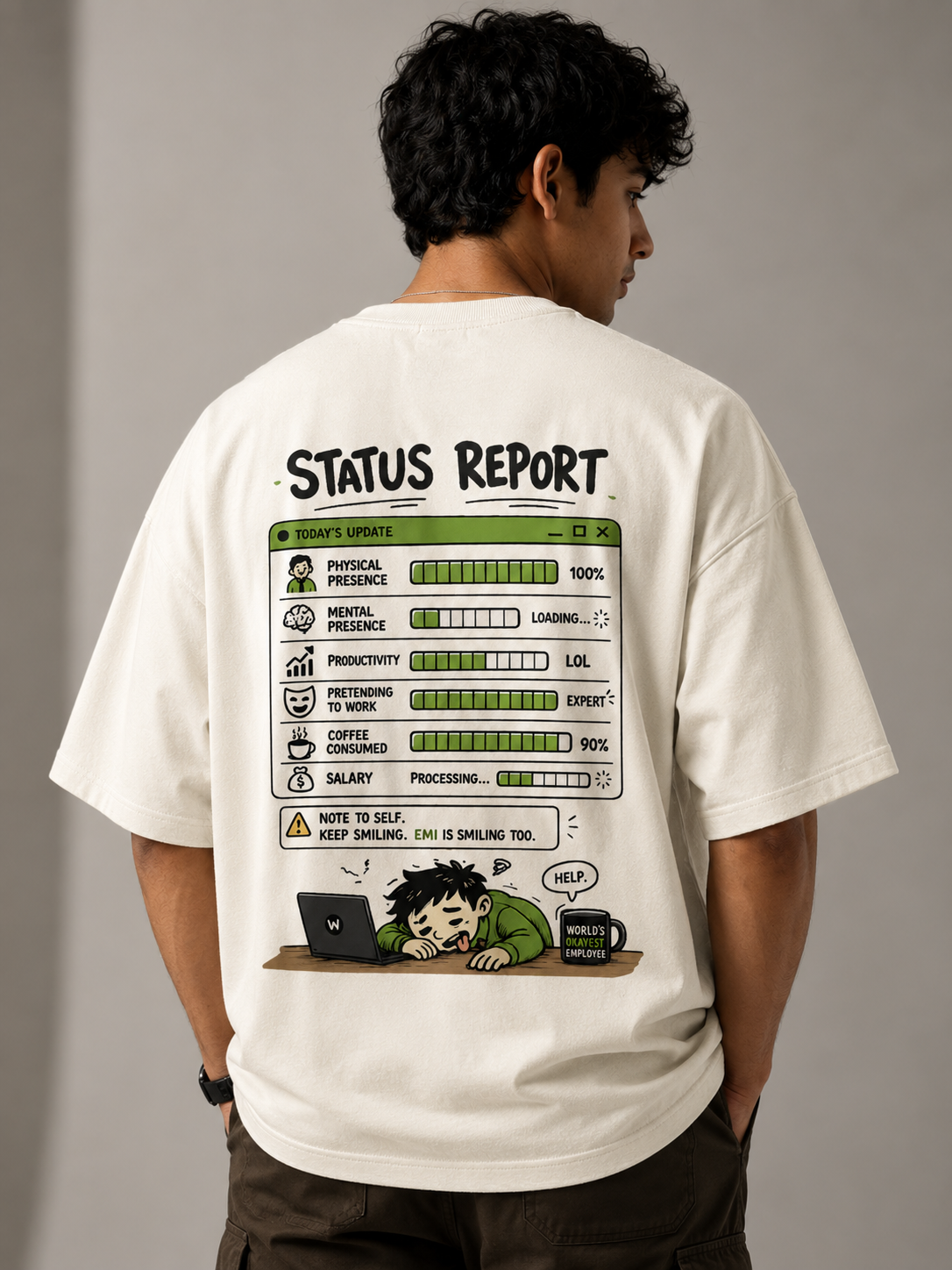 Men's Oversized T-shirt Officially Clocked In Print