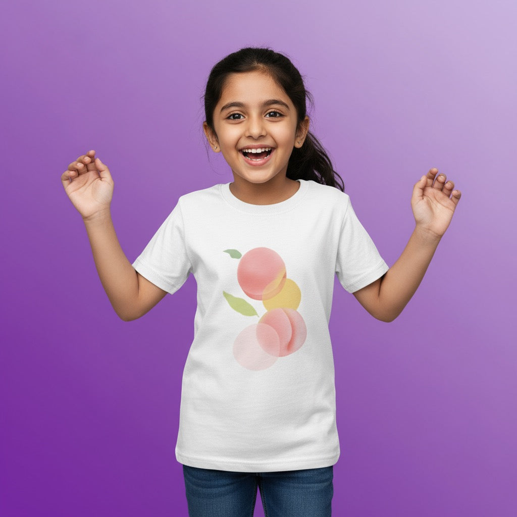 Kids Girl's T-Shirt Peach Print