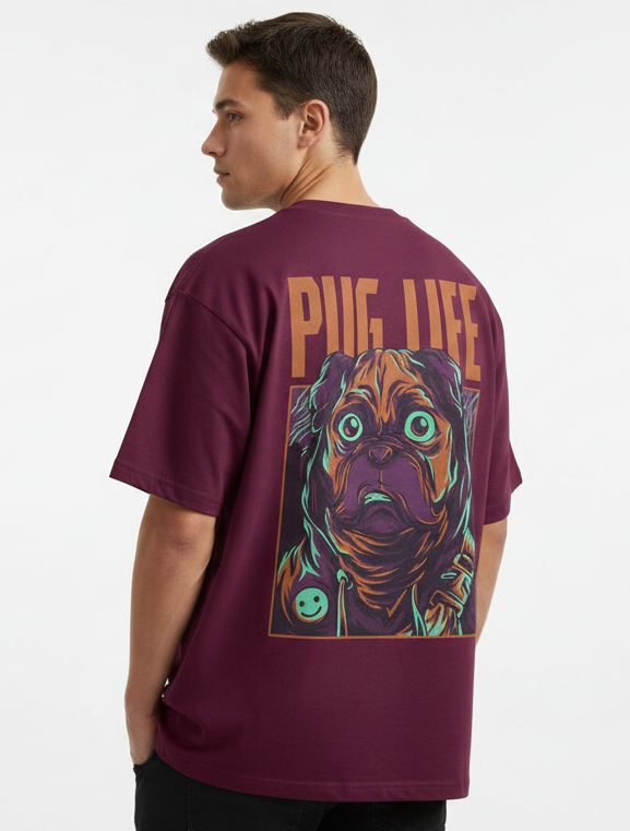 Men’s Oversized T-Shirt Pug Life Print