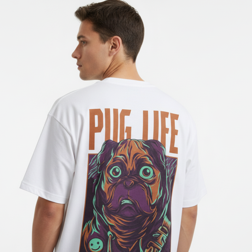 Men’s Oversized T-Shirt Pug Life Print