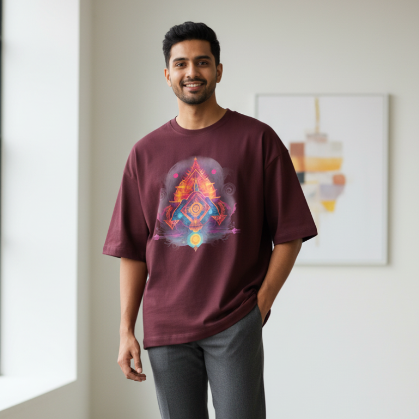 Unisex Terry Oversized Tee Chakra Print