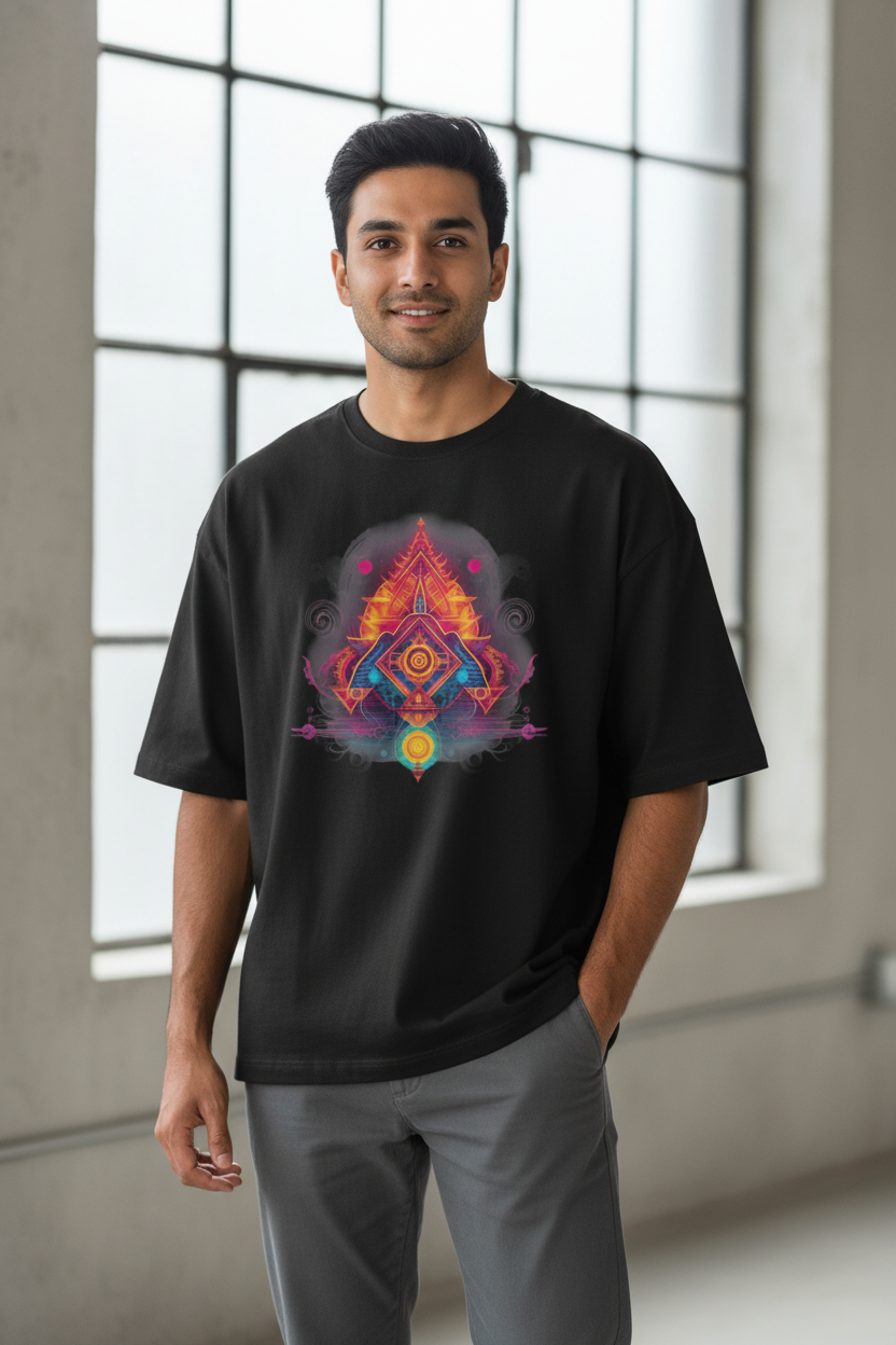 Unisex Terry Oversized Tee Chakra Print