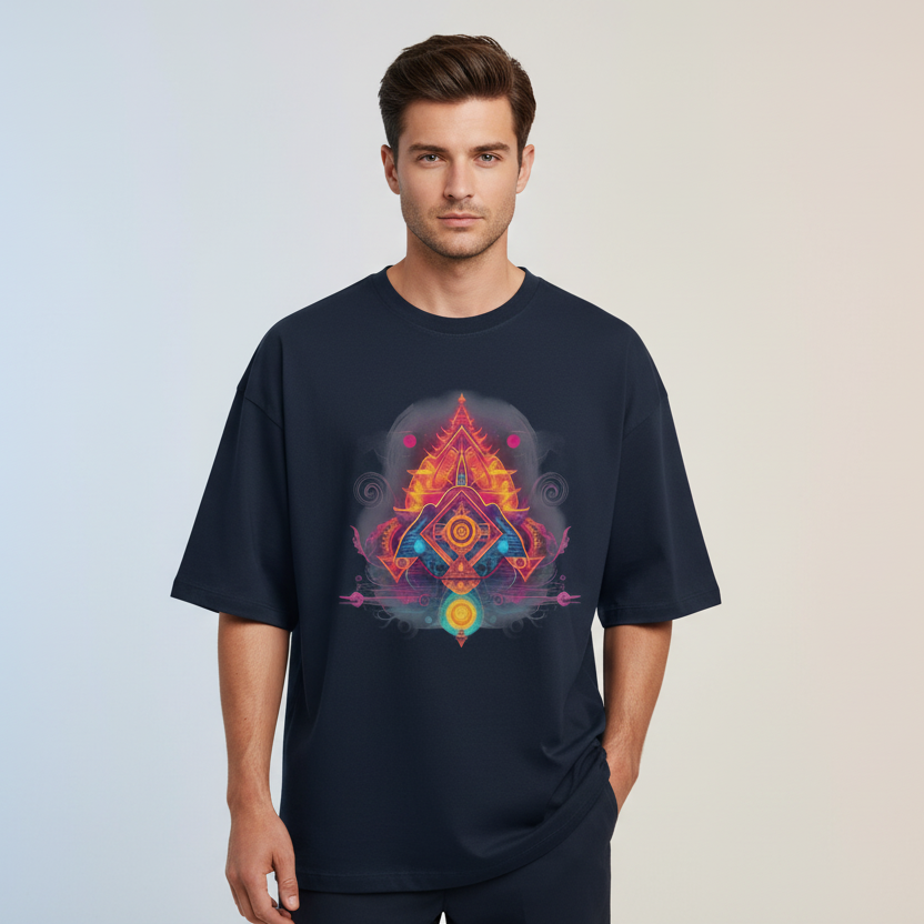 Unisex Terry Oversized Tee Chakra Print