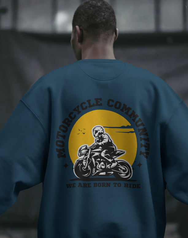 Men's Sweatshirt Motorcycle Print
