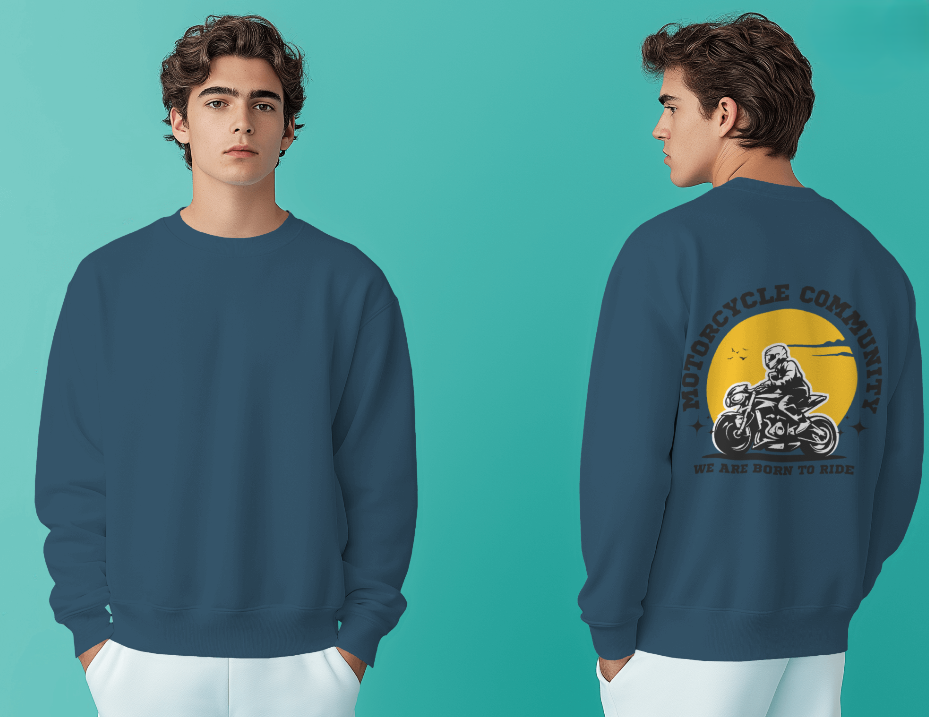 Men's Sweatshirt Motorcycle Print