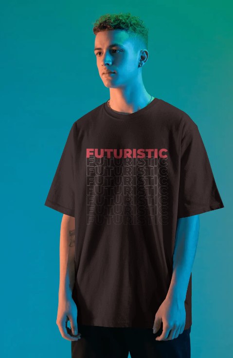 Men’s Oversized Half Sleeves T-shirt futuristic print