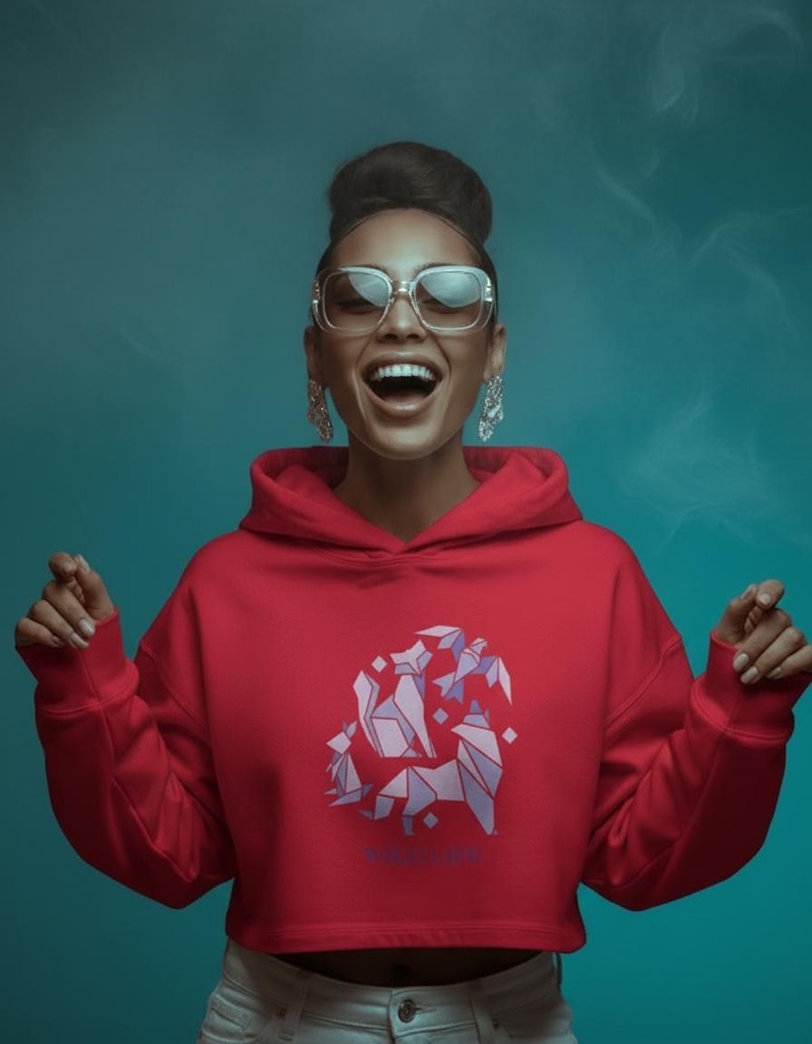 Women’s Crop Hoodie Wild Life Print