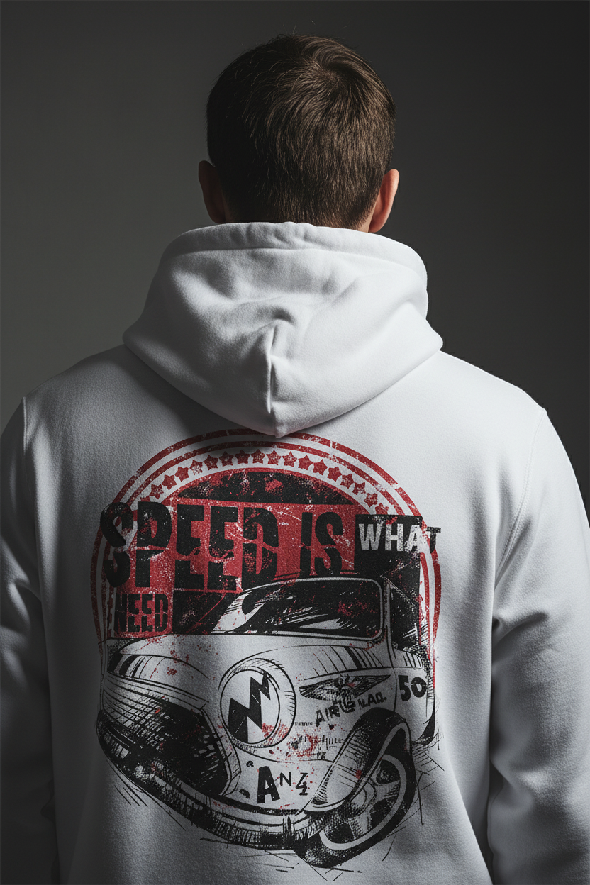Men's Oversized Hoodie Speed Car Print