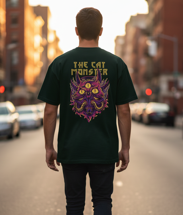 Men’s Oversized T-Shirt Catmonster Print