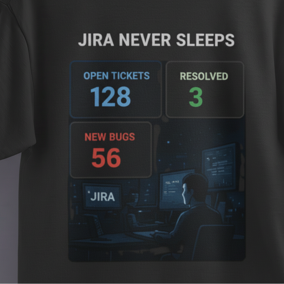 Unisex Oversized T-Shirt Jira never Sleeps Print