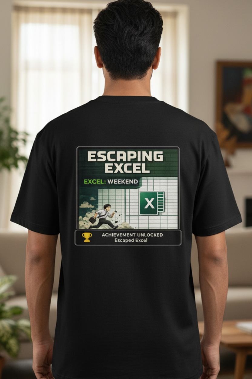 Men's Oversized T-shirt 'Vacay Mode Escaping Excel' Print