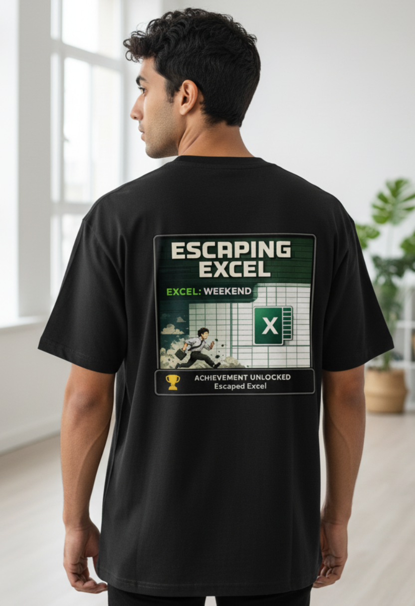 Men's Oversized T-shirt 'Vacay Mode Escaping Excel' Print