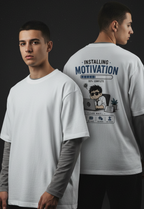 Men's Oversized T-Shirt 'Installing Motivation' Print