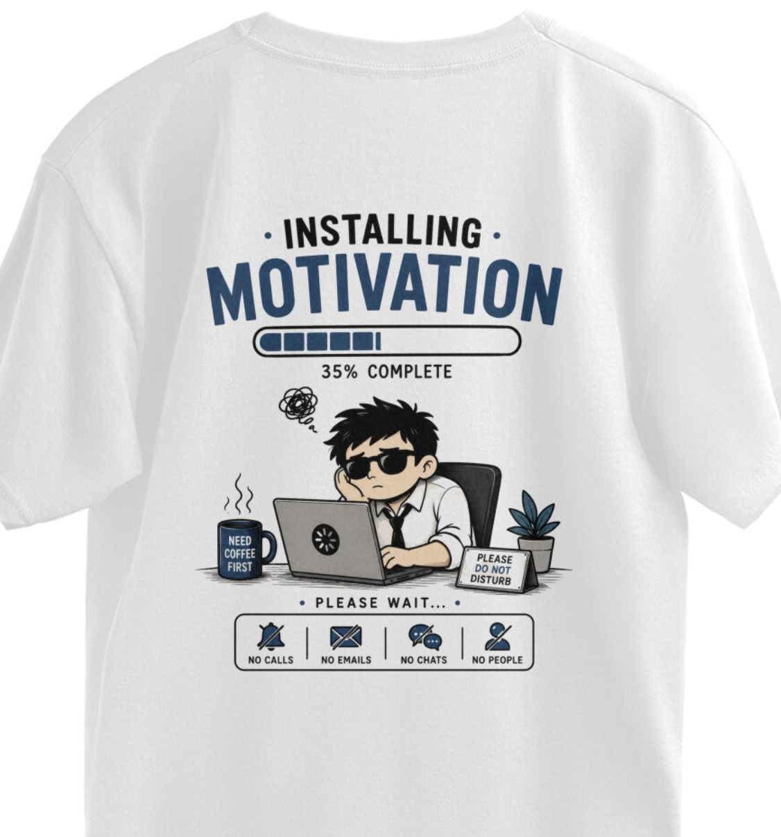 Men's Oversized T-Shirt 'Installing Motivation' Print