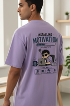 Men's Oversized T-Shirt 'Installing Motivation' Print