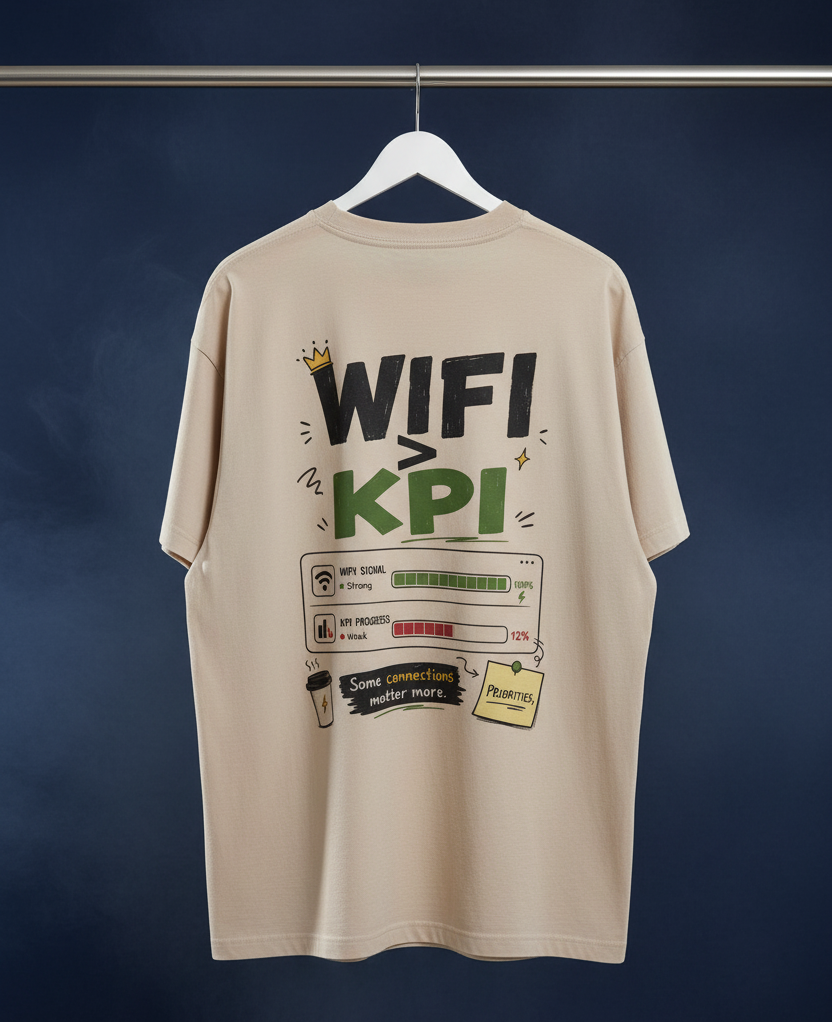 Men's Oversized T-shirt 'WiFi > KPI' Print