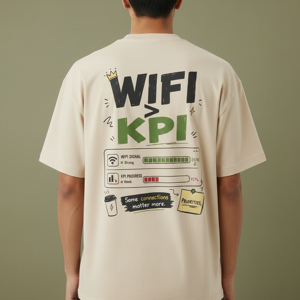 Men's Oversized T-shirt 'WiFi > KPI' Print