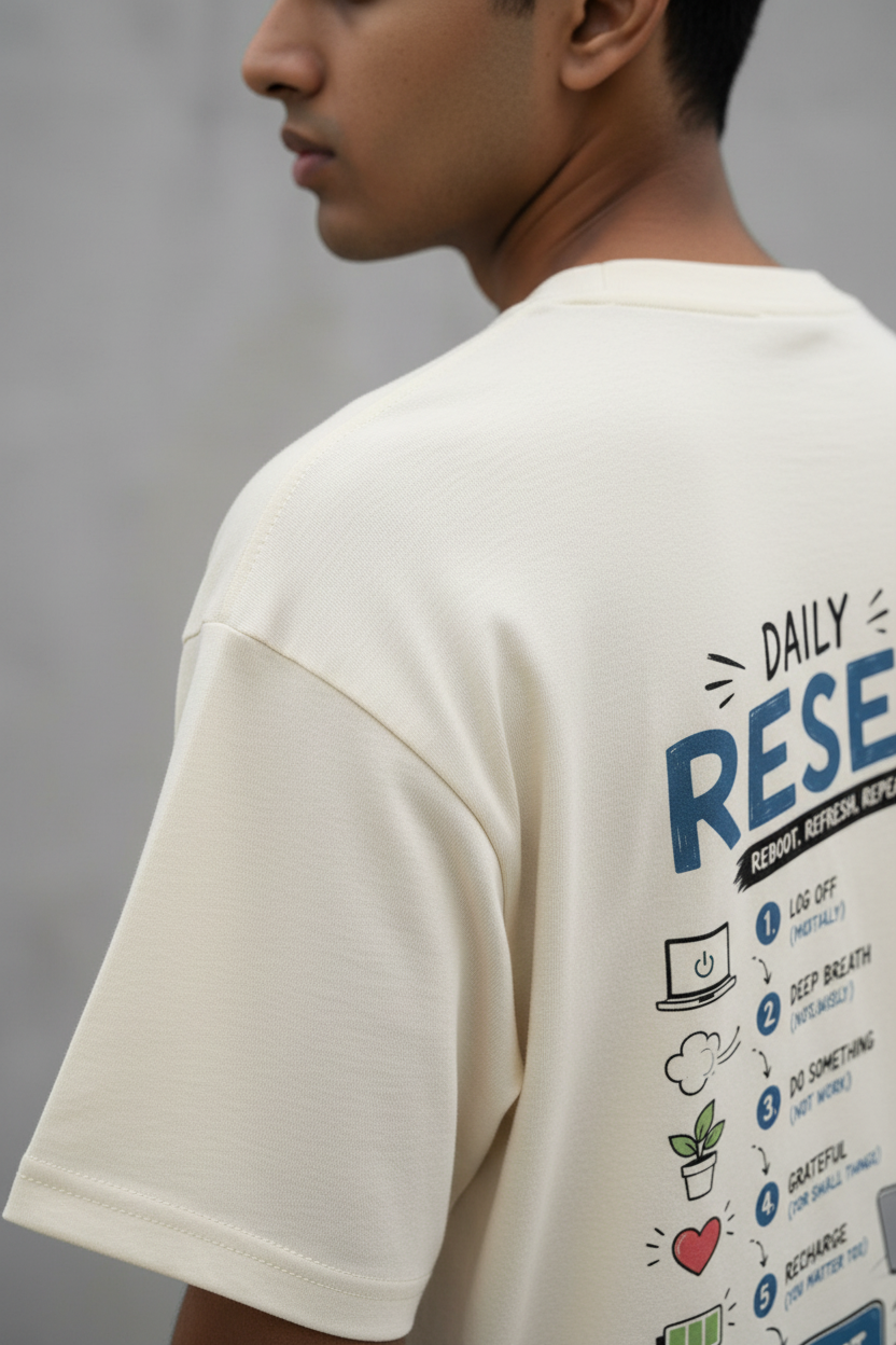 Men's Oversized T-shirt 'Daily Reset' Print