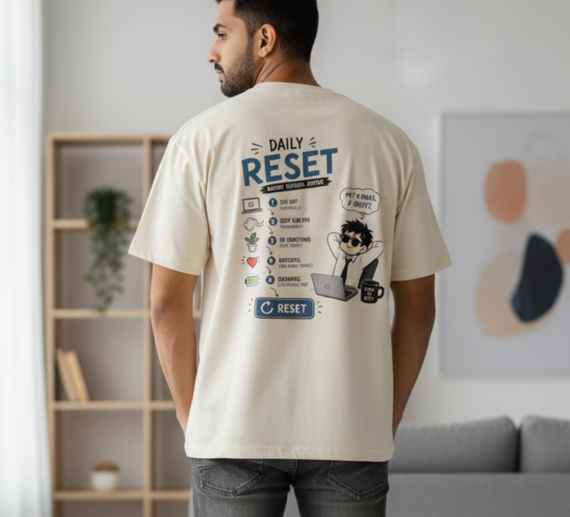 Men's Oversized T-shirt 'Daily Reset' Print