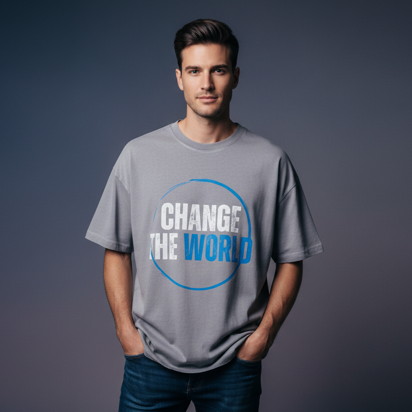 Men’s Premium Oversized T-Shirt change the world