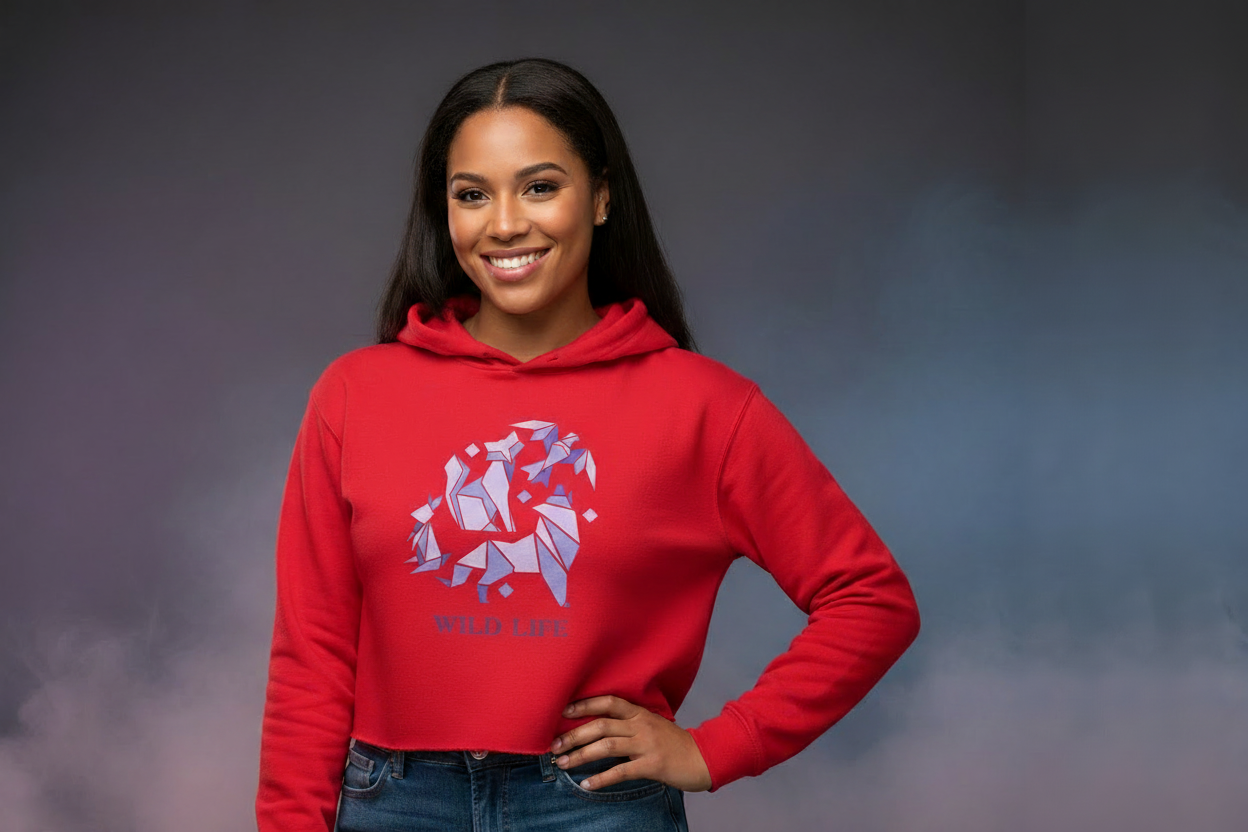 Women’s Crop Hoodie Wild Life Print