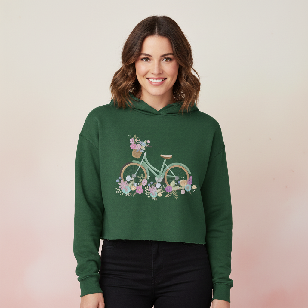 Women’s Crop Hoodie Cycle Print