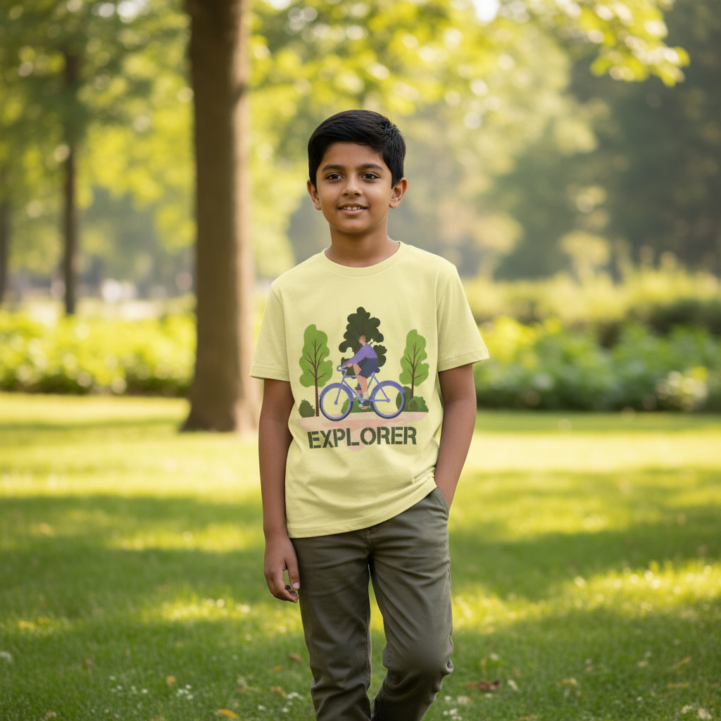 Kids Unisex T-Shirt Cycling in Nature Print