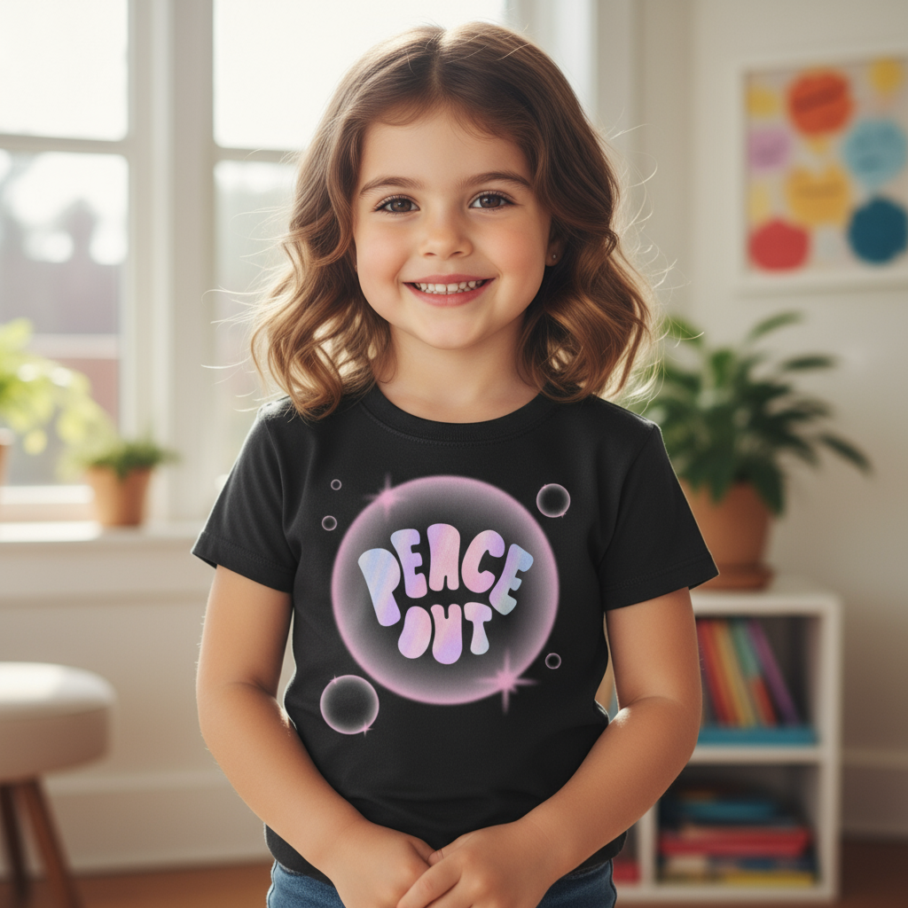 Kids Girl's T-Shirt Peace Out Print