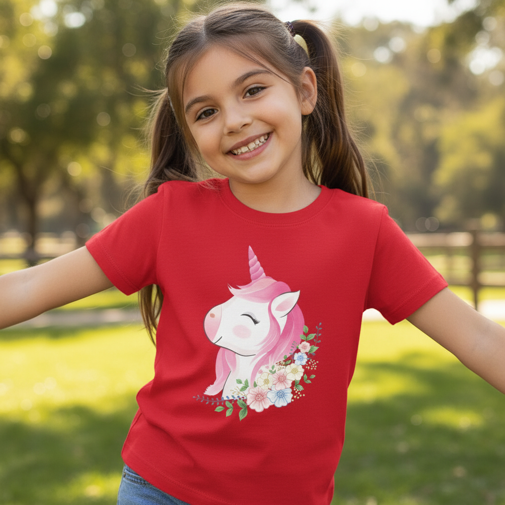 Girls Short Sleeves T-shirts for kids Unicorn Print