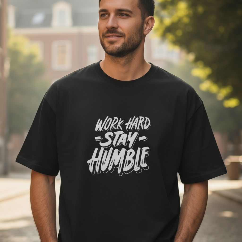 Men's Oversized T-Shirt Stay Humble Print