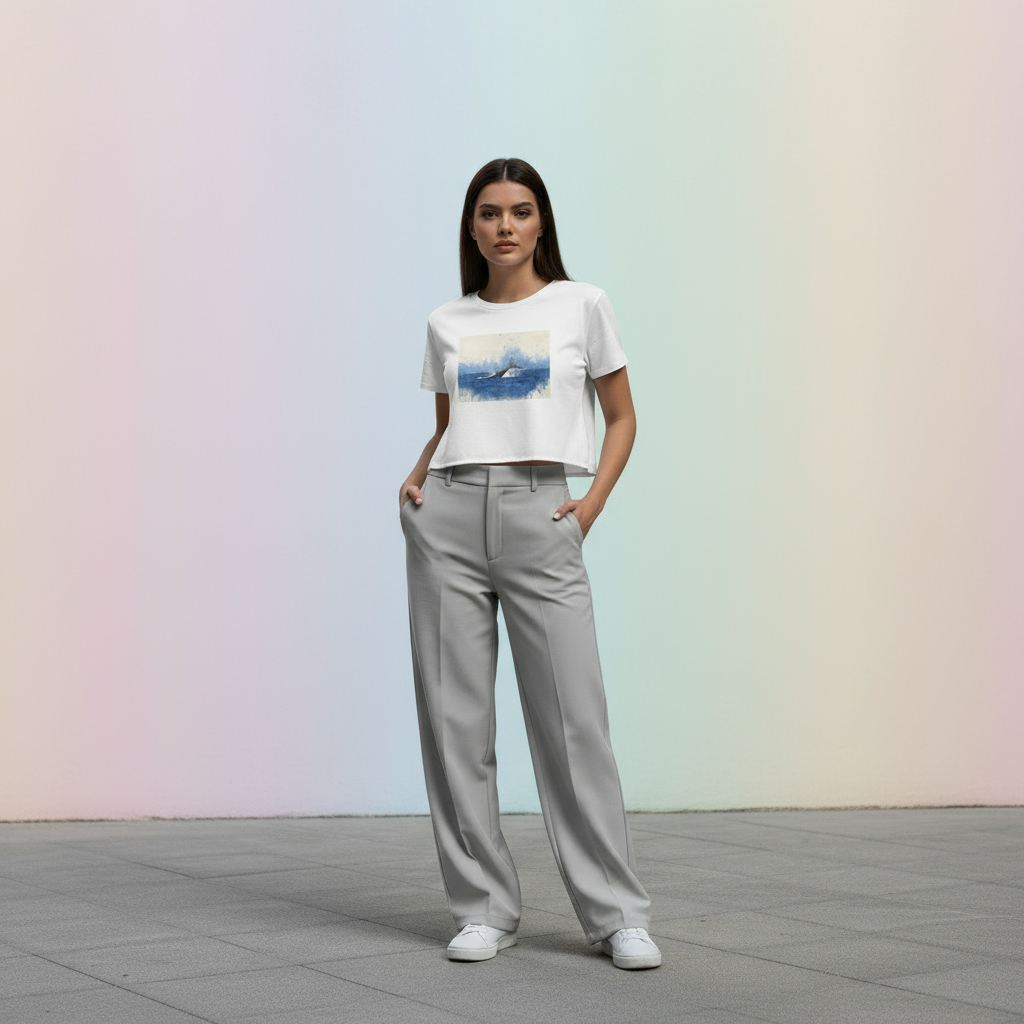 Women's Crop Top Ocean Print