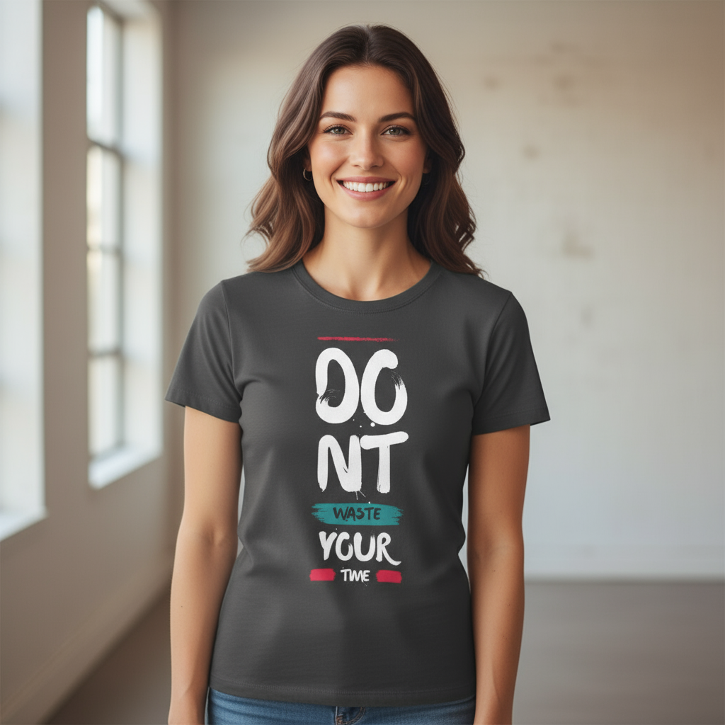Women's Short Sleeves T-Shirt Don't Waste Time Print
