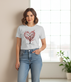 Women's Short Sleeves T-Shirt Heart Tree Print