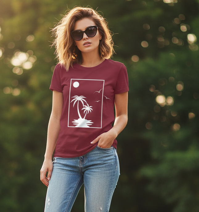 Women's Short Sleeves T-Shirt Scenery Print