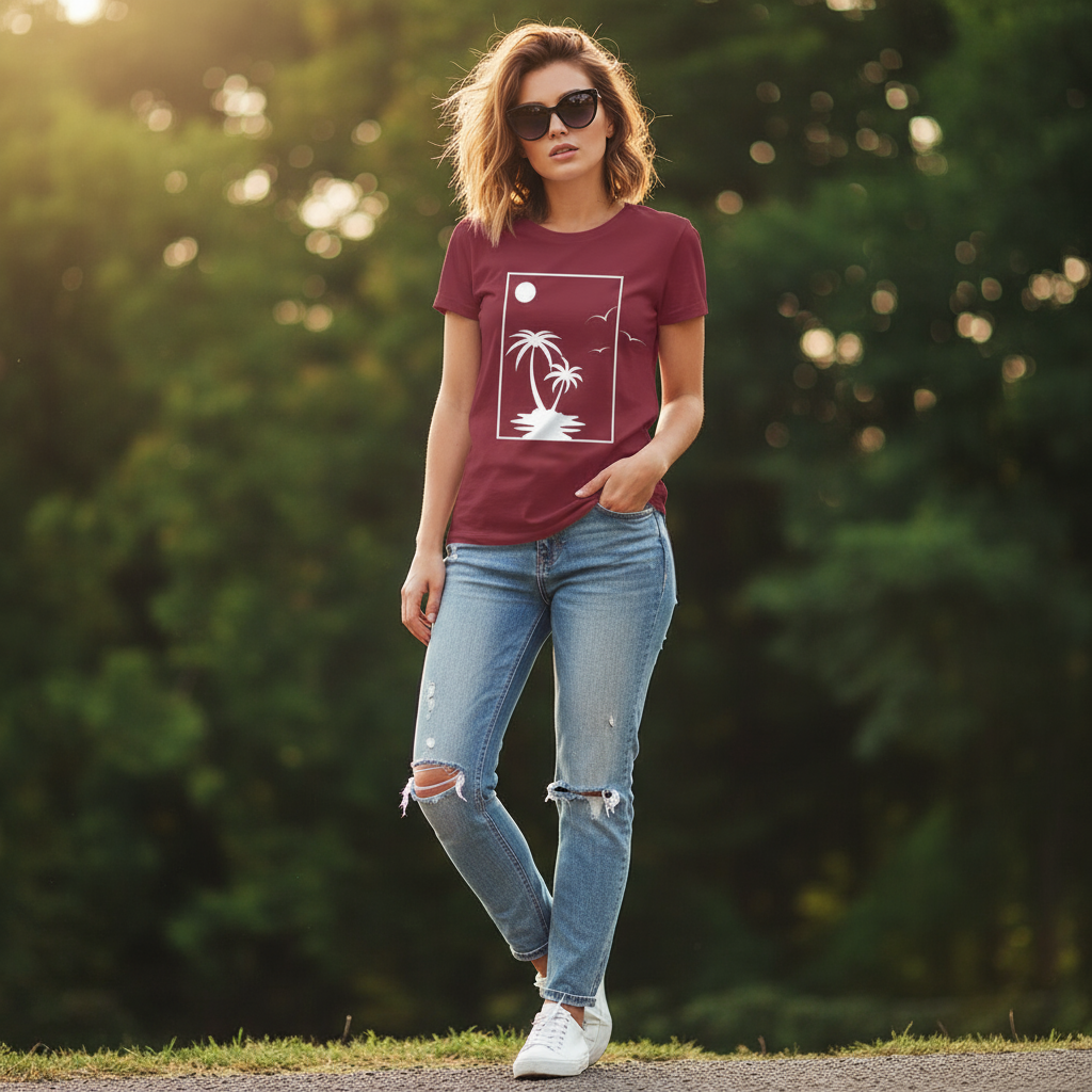 Women's Short Sleeves T-Shirt Scenery Print