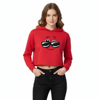 Women's Crop Hoodie Emoticon Print