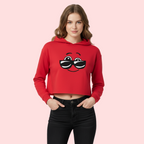 Women's Crop Hoodie Emoticon Print