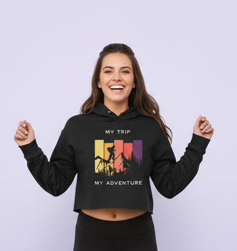 Women's Crop Hoodie Trip Adventure Print