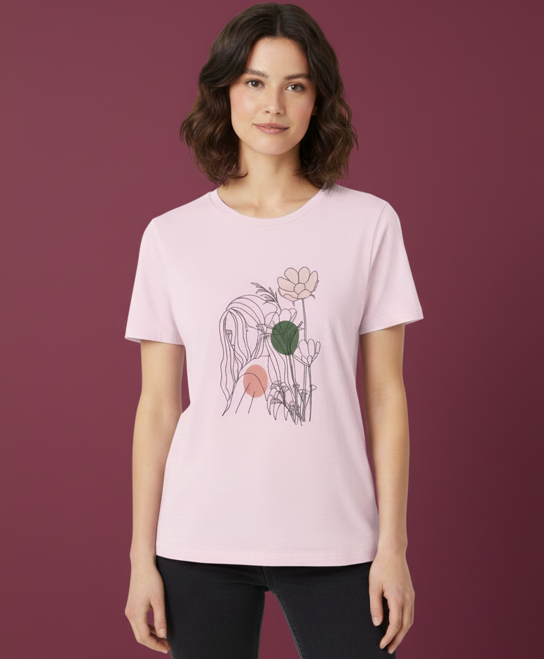 Women's Regular T-Shirt Floral T-Shirt