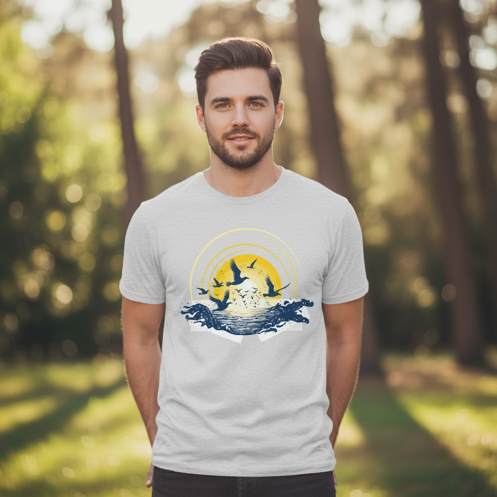 Men's Regular T-Shirt Birds Print