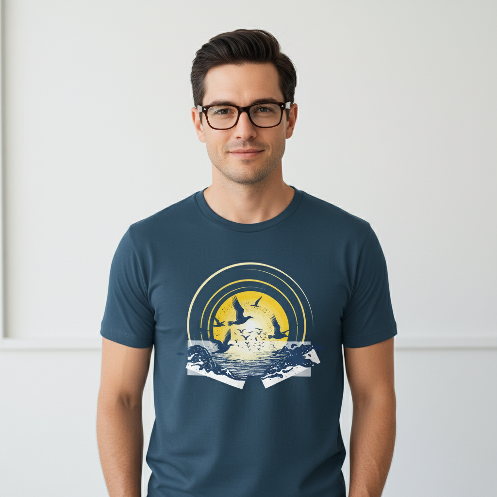 Men's Regular T-Shirt Birds Print