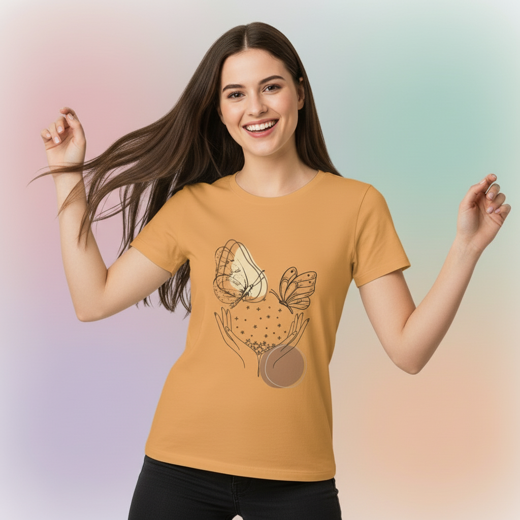 Women's Regular T-Shirt Butterfly Art Print