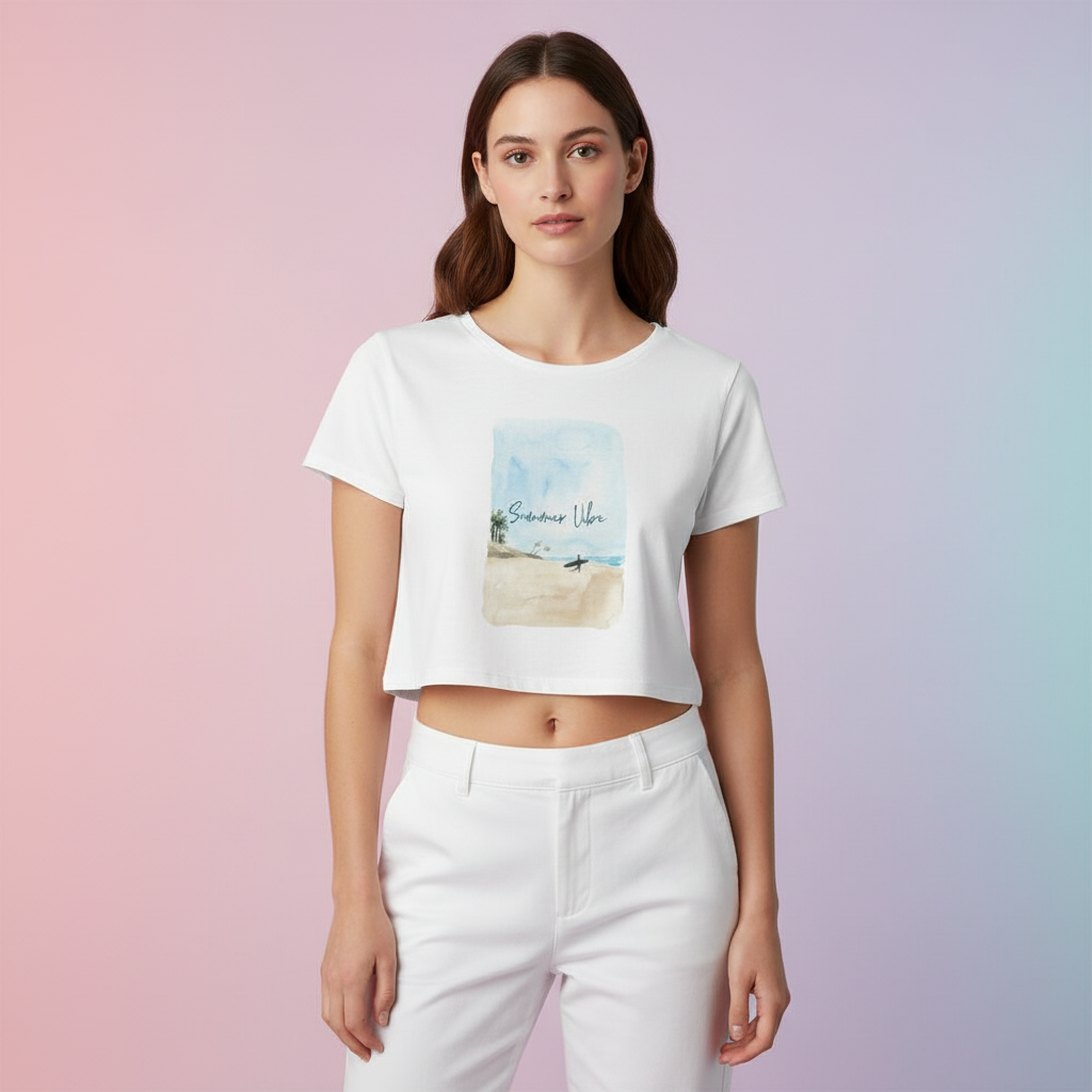 Women's Crop Top Beach Print