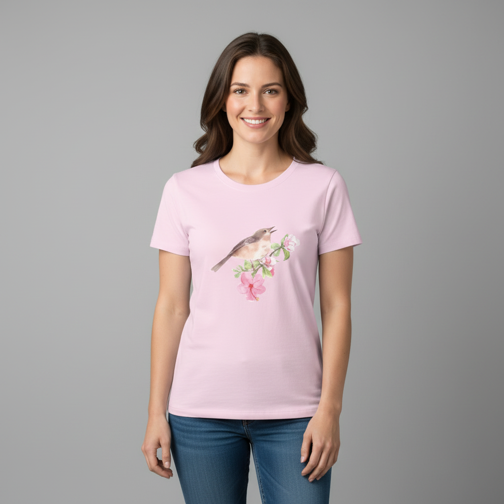 Women's Regular T-Shirt Bird Print